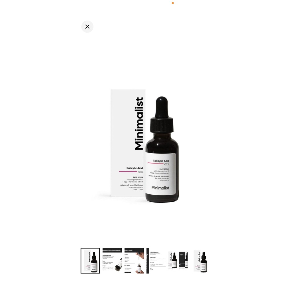 Minimalist 2% Salicylic Acid Face Serum for Acne Blackheads & Pores 30ml 1oz NEW
